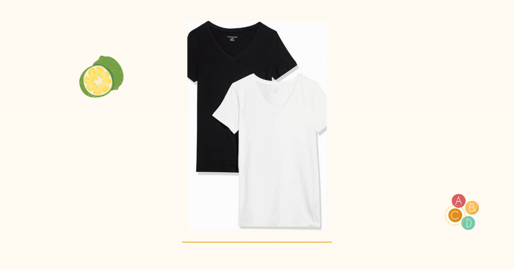 Amazon Essentials Women's Classic-Fit Short-Sleeve V-Neck T-Shirt, Pack of 2 Product Description