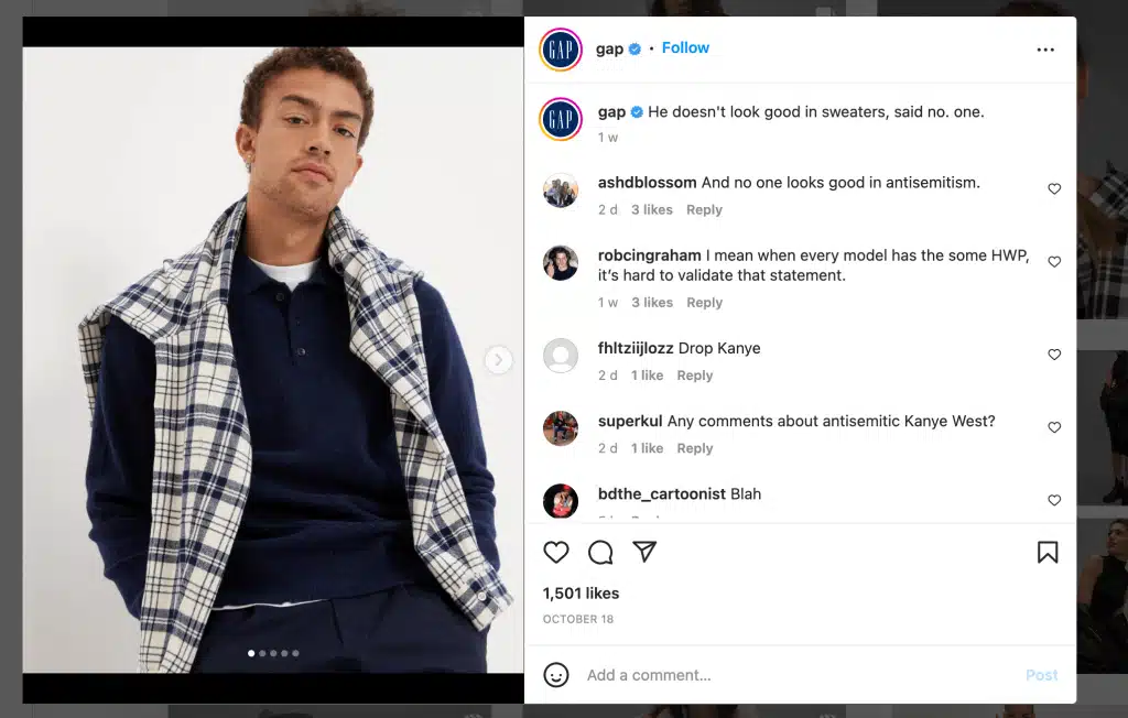 gap instagram caption example