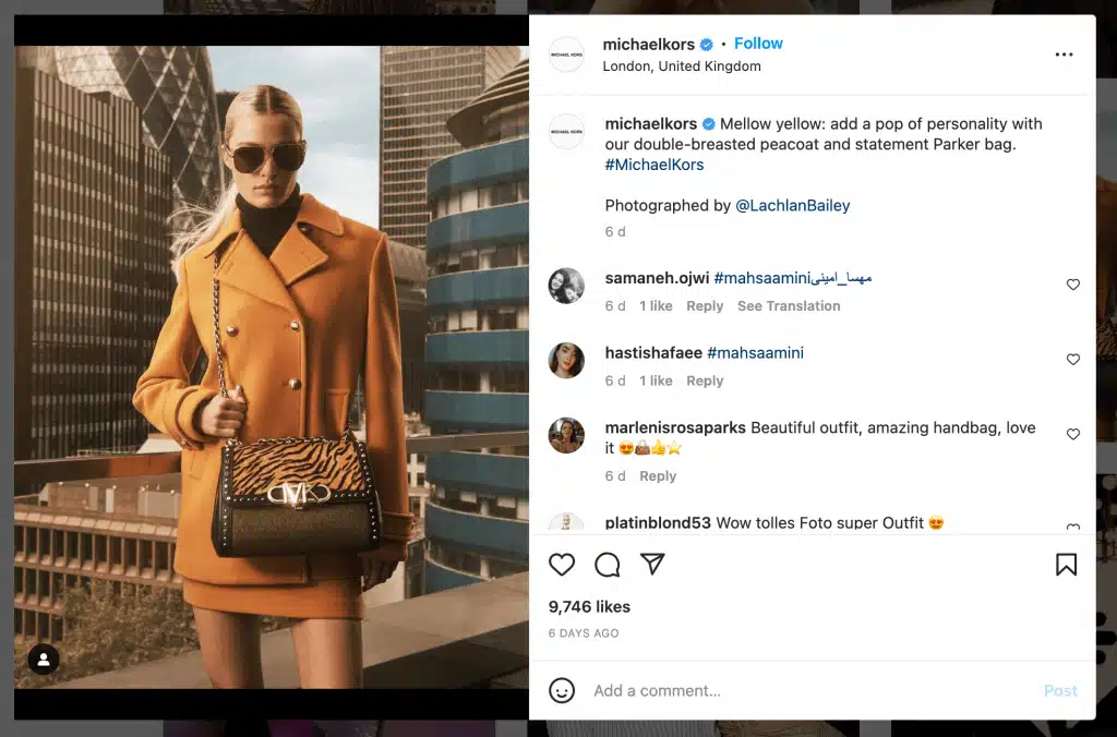 michael kors instagram caption example