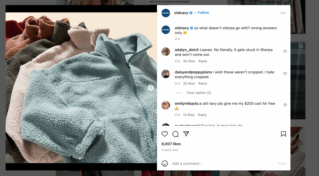 old navy instagram caption example