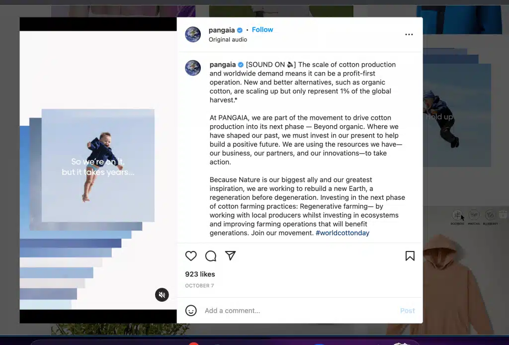 pangaia instagram caption example