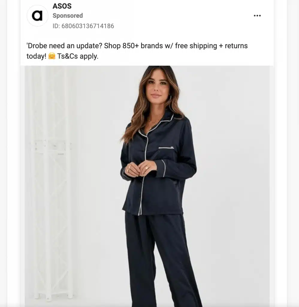 asos clothing ad example