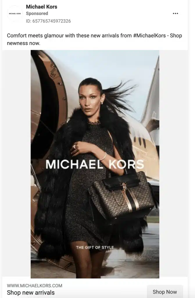 michael kors clothing ad example