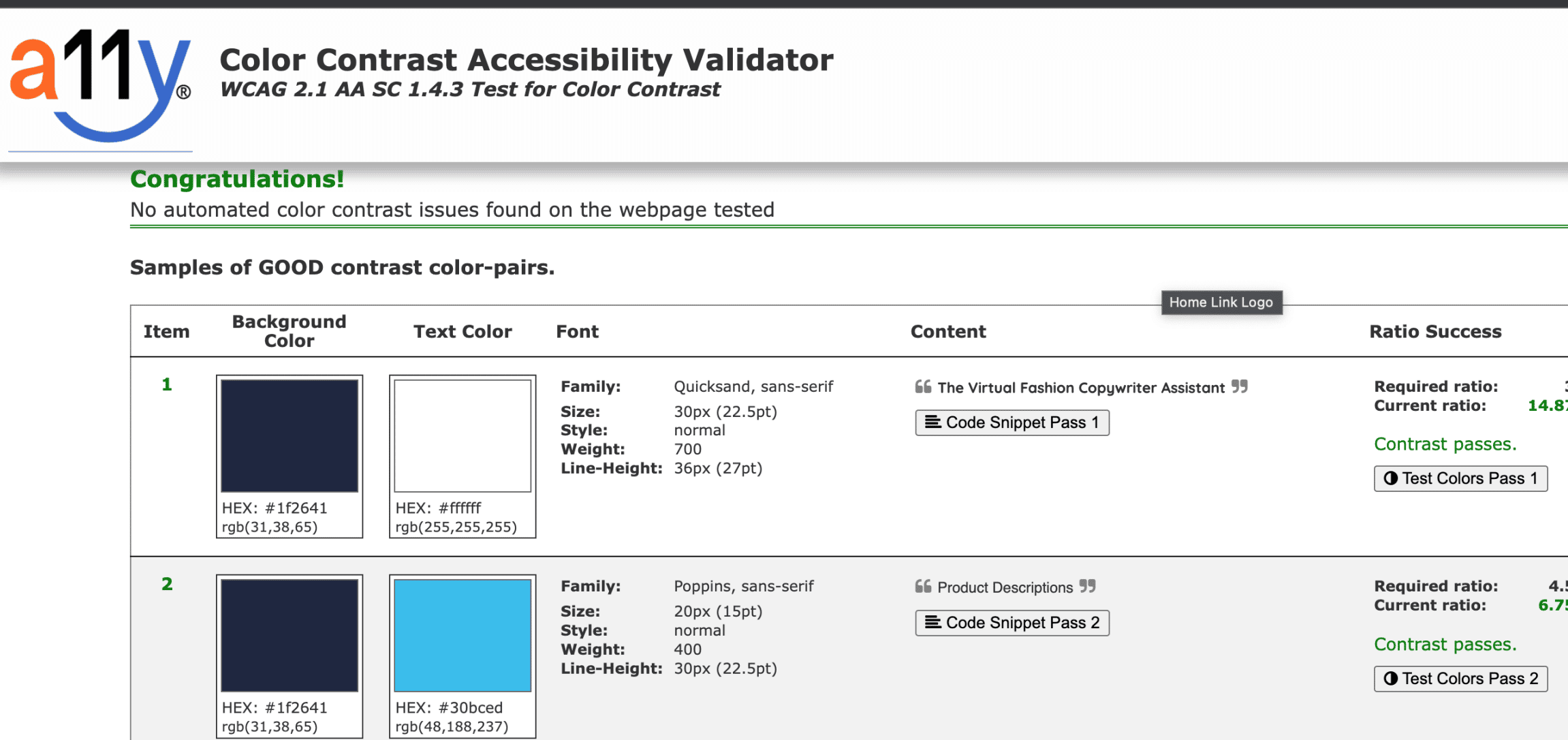 a11 color contrast accessibility validator eCommerce