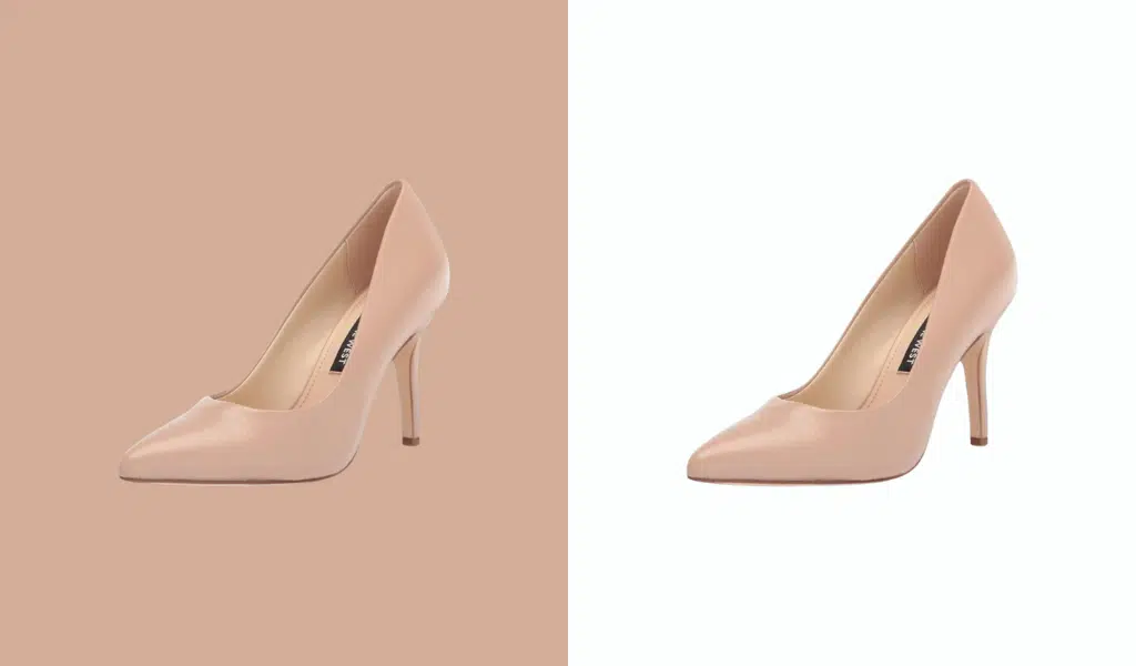 shoes photography before and after change product background color