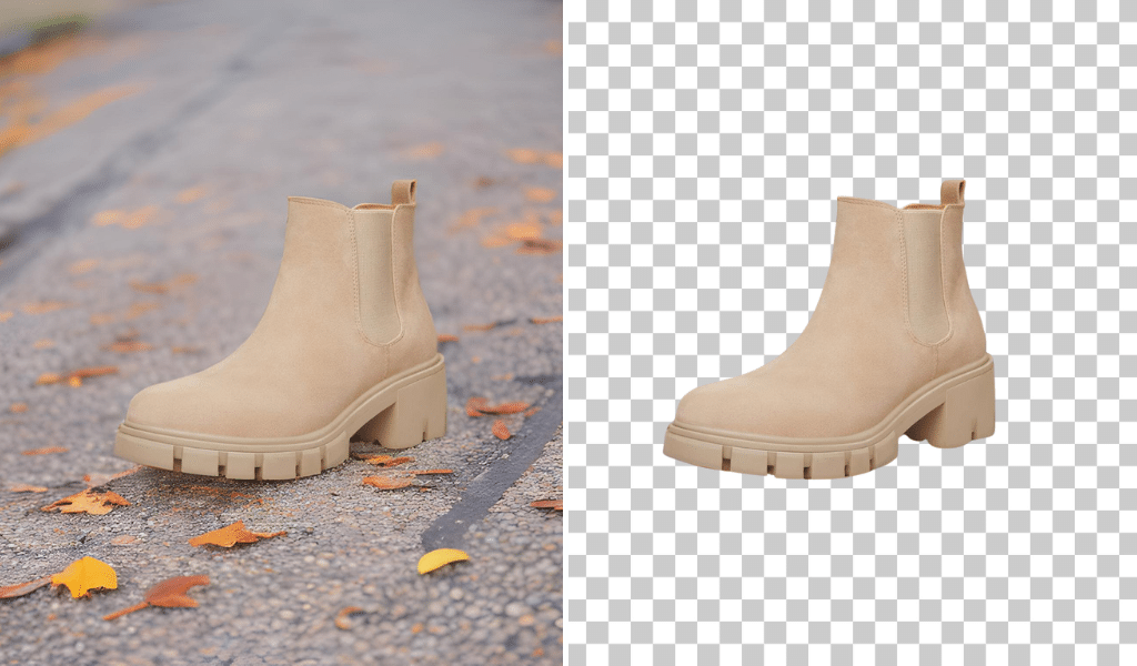 shoes photography before and after remove background example