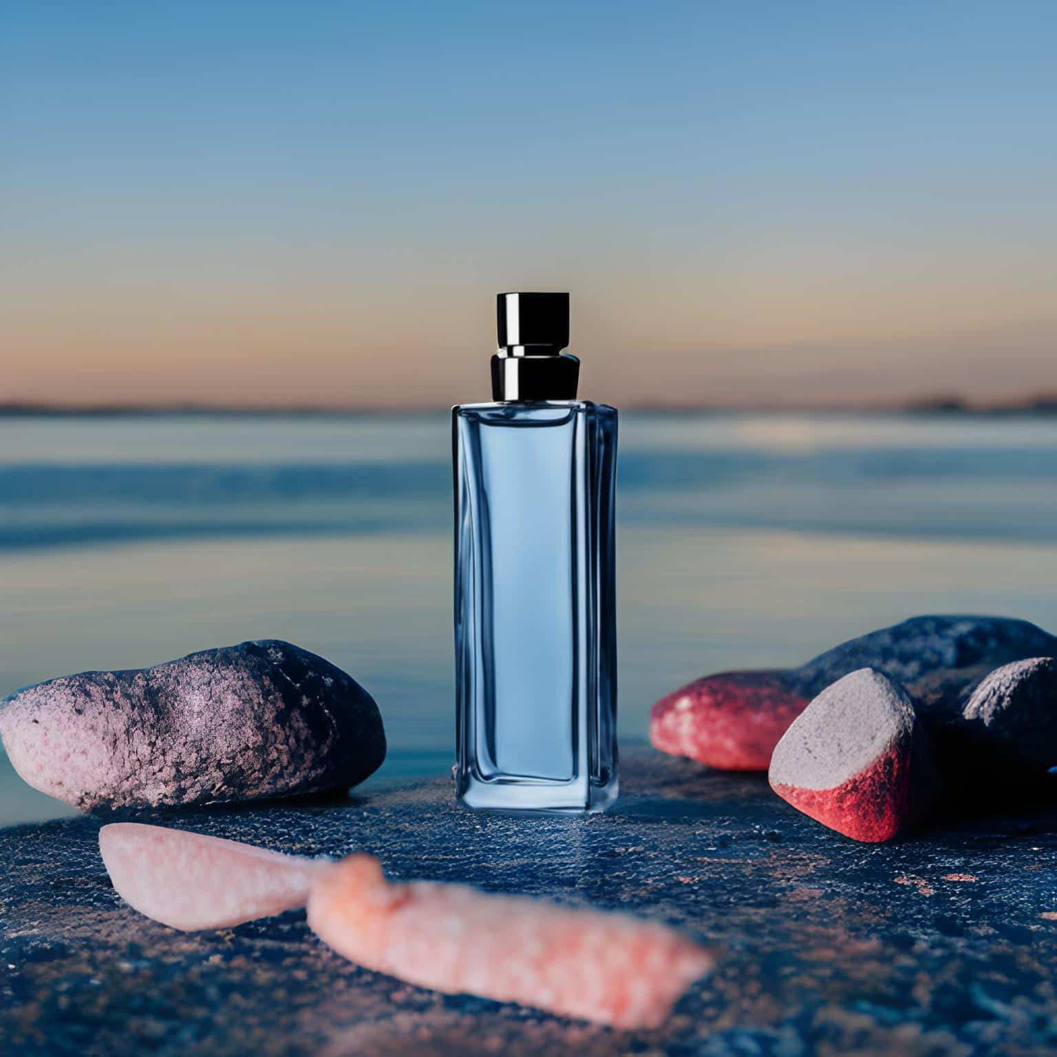 blue perfume product photography example
