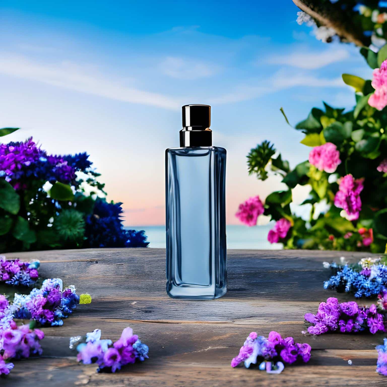 blue perfume product photography result