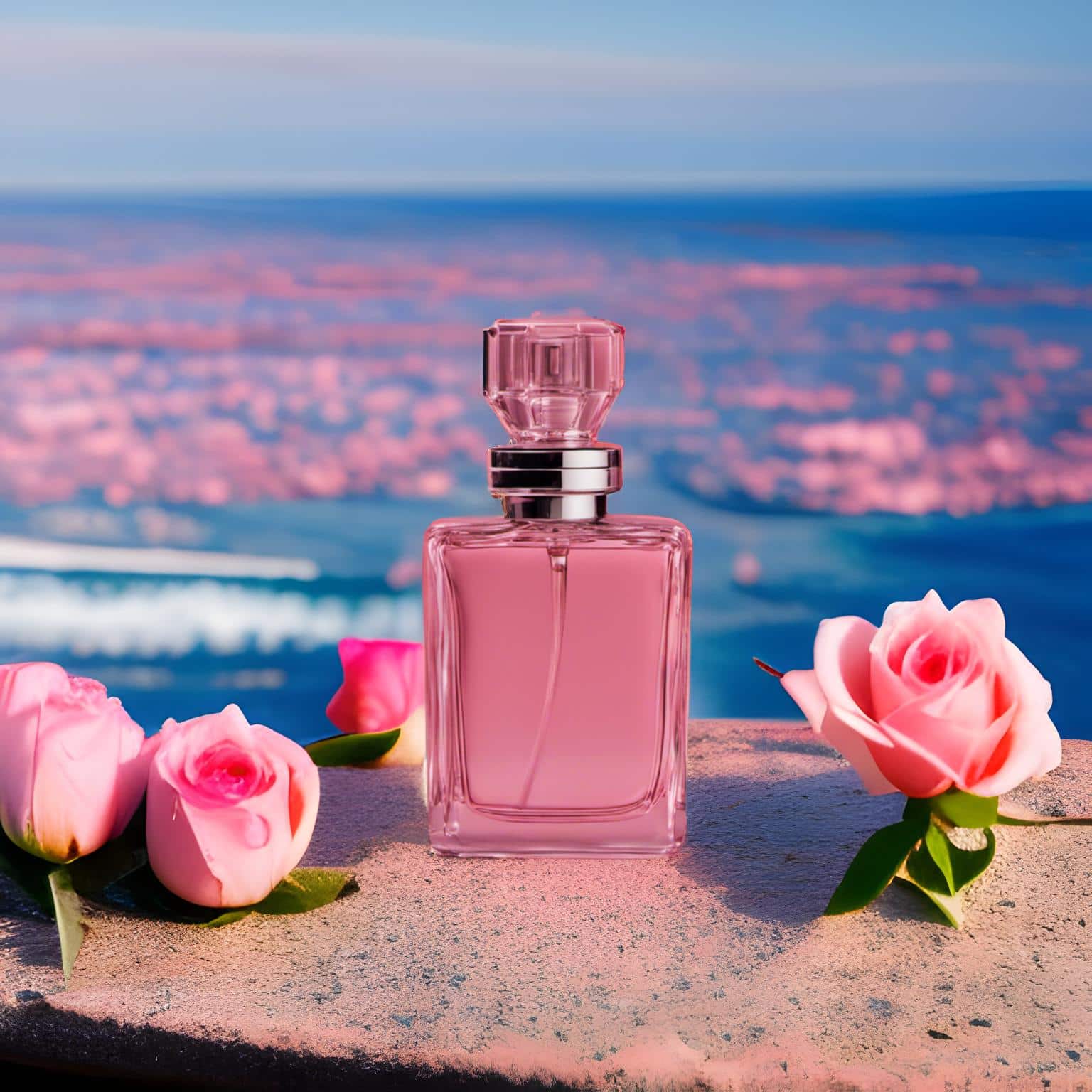 pink perfume product photography example